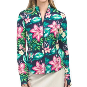 Tommy Bahama- Floral Long Sleeve Zip-up UPF 50 size Small